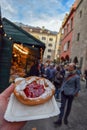 Kiachl, traditional German fried dough pastry, Austrian national cuisine, Traditional assorted dishes, Top view. Royalty Free Stock Photo