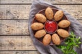 Kibbeh traditional middle eastern arabic lamb meat kofta meatball croquettes food Royalty Free Stock Photo