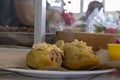 Kibi-pic stuffed with pork and egg, traditional food from Valladolid Mexico