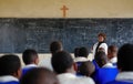 Kibuye/Rwanda - 08/26/2016: Teacher and pupils at mathematics le