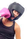 Kick boxer girl punched in the face Royalty Free Stock Photo