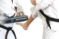 Kick in karate - motion blur Royalty Free Stock Photo