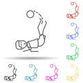 kick kicker multi color style icon. Simple thin line, outline vector of soccer in action icons for ui and ux, website or mobile