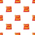 Kick me, april fools day sticker pattern seamless vector