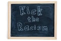 Kick the racism - written on chalkboard. Concept message