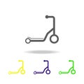 Kick scooter colored icons. Element of toys. Can be used for web, logo, mobile app, UI, UX