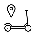 Kick scooter and electric scooter flat line icon. Rental, mobile app, eco transport simple vector illustration. Outline sign for Royalty Free Stock Photo