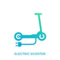 Kick scooter, electric transport icon on white