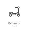kick scooter icon vector from transport collection. Thin line kick scooter outline icon vector illustration. Linear symbol for use Royalty Free Stock Photo