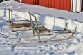 Kick sleds on the open-air museum HÃÂ¤gnan i Gammelstad