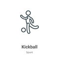 Kickball outline vector icon. Thin line black kickball icon, flat vector simple element illustration from editable sport concept Royalty Free Stock Photo