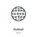 Kickball outline vector icon. Thin line black kickball icon, flat vector simple element illustration from editable sport concept Royalty Free Stock Photo