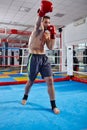 Kickbox fighter shadow boxing in the ring Royalty Free Stock Photo