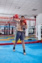 Kickbox fighter shadow boxing in the ring Royalty Free Stock Photo