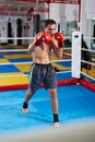 Kickbox fighter shadow boxing in the ring Royalty Free Stock Photo