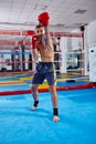 Kickbox fighter shadow boxing in the ring Royalty Free Stock Photo