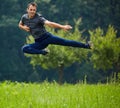 Kickbox fighter training outdoor