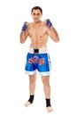 Kickboxer in guard stance Royalty Free Stock Photo