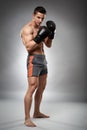 Kickboxer in guard stance Royalty Free Stock Photo