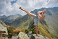 Kickboxer or muay thai fighter training on a mountain Royalty Free Stock Photo