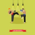 Kickboxers fighting, flat design