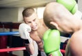 Kickboxers training on the ring Royalty Free Stock Photo