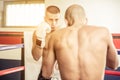 Kickboxers training on the ring Royalty Free Stock Photo