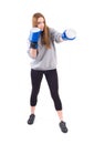 Kickboxing girl exercise in studio Royalty Free Stock Photo