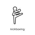 kickboxing icon. Trendy modern flat linear vector kickboxing icon on white background from thin line sport collection Royalty Free Stock Photo