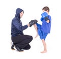 Kickboxing kids with instructor Royalty Free Stock Photo