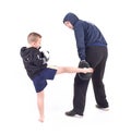Kickboxing kids with instructor Royalty Free Stock Photo