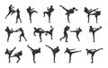 Kickboxing silhouette, Kickboxer silhouette, Kickbox silhouettes, Kickboxing clipart