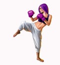 Kickboxing Woman illustration. Royalty Free Stock Photo
