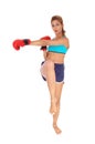 Kickboxing young woman. Royalty Free Stock Photo