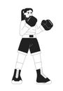 Kickboxing young woman monochromatic flat vector character Royalty Free Stock Photo