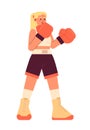 Kickboxing young woman semi flat colorful vector character Royalty Free Stock Photo