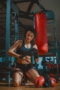 Kickboxing young woman Royalty Free Stock Photo