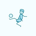 the kicker strikes ball field outline icon. Element of soccer player icon. Thin line icon for website design and development, app