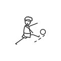 the kicker strikes ball icon. Element of soccer player icon for mobile concept and web apps. Thin line the kicker strikes ball ico