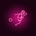 the kicker strikes ball icon. Elements of Soccer in action in neon style icons. Simple icon for websites, web design, mobile app,