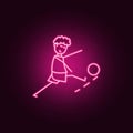 the kicker strikes ball icon. Elements of Soccer in action in neon style icons. Simple icon for websites, web design, mobile app,