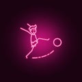 the kicker strikes ball icon. Elements of Soccer in action in neon style icons. Simple icon for websites, web design, mobile app,