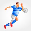 Soccer player running behind the ball Royalty Free Stock Photo