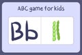 Kid alphabet mini games in cartoon style with letter B - bean.