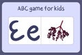 Kid alphabet mini games in cartoon style with letter E - elderberry.