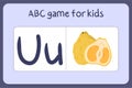 Kid alphabet mini games in cartoon style with letter U - ugli.
