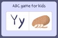 Kid alphabet mini games in cartoon style with letter Y - yam .