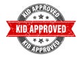 kid approved round stamp with ribbon. label sign Royalty Free Stock Photo