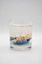 Kid art, imitated sea in small glass