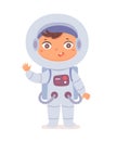 Kid as astronaut. Cute little boy with professional occupation vector illustration. Happy child as cosmonaut in